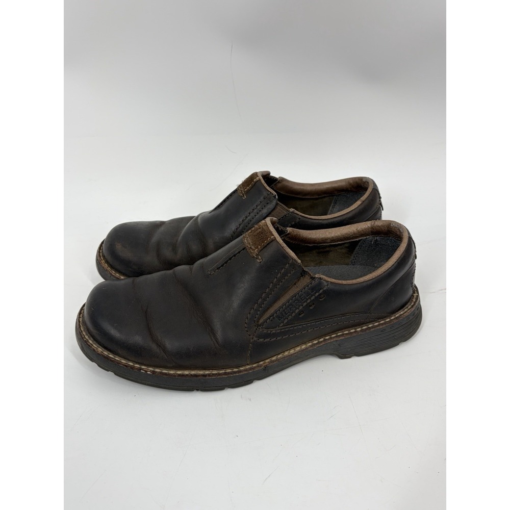 MERRELL Realm Moc Slip-On Casual Shoes Brown Leather‎ Men's Size 8 Comfort